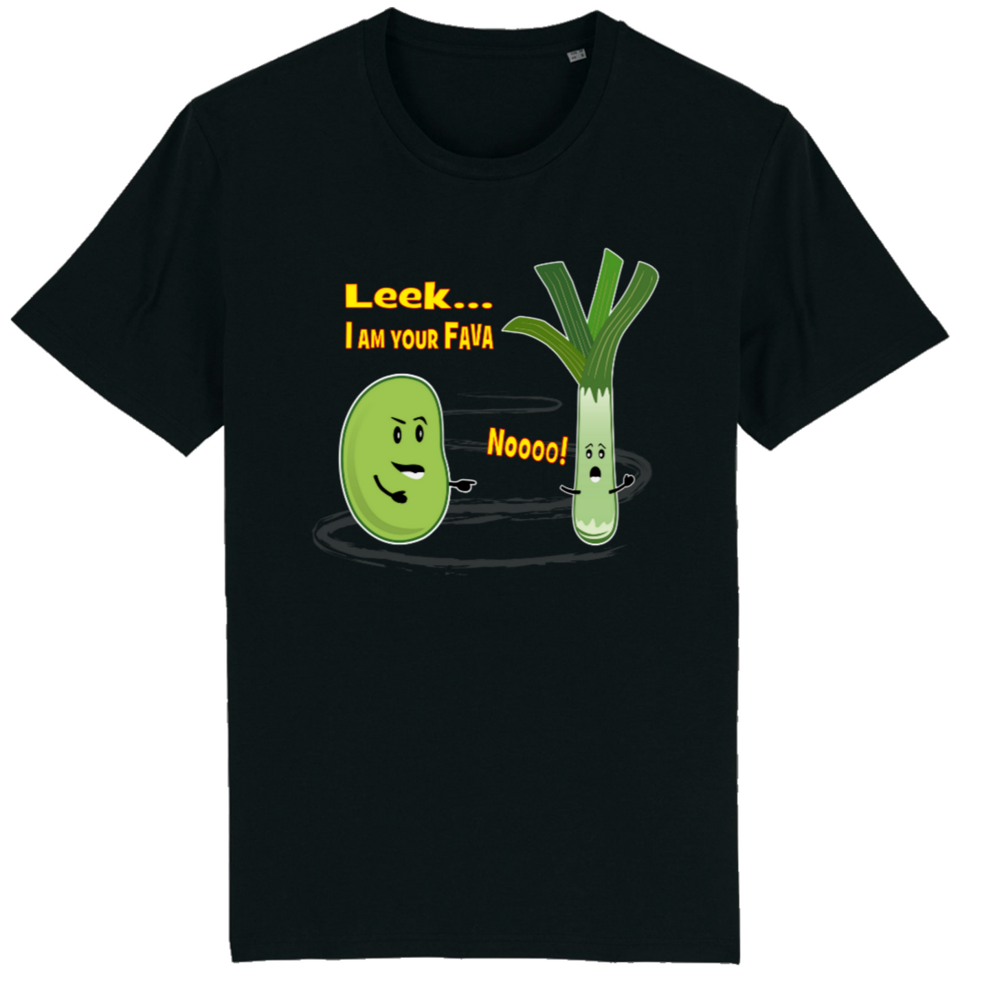 Leek... I Am Your Fava, Organic Cotton Unisex T-Shirt- yellow writing