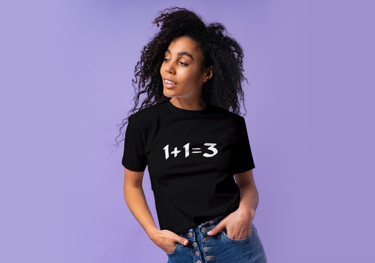 1+1=3, Organic Cotton Unisex T-Shirt- dark colours