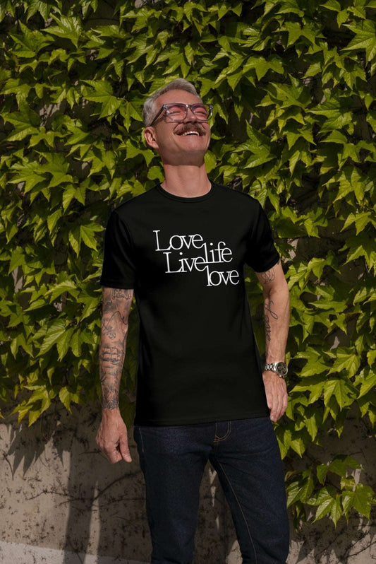 Love Life Live Love, Organic Cotton Unisex T-Shirt- Dark Colours